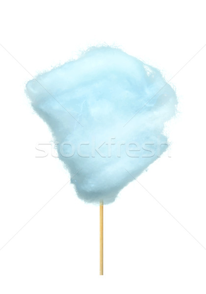 Stock photo: Realistic Blue Cotton Candy on Stick Isolated