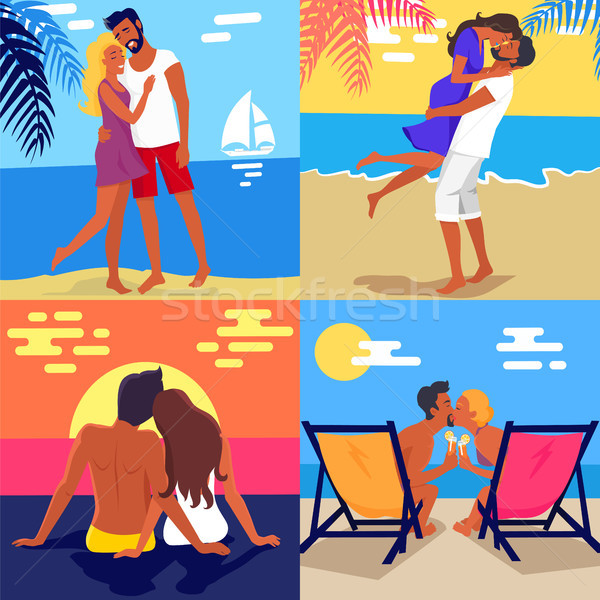 Romantyczny miesiąc miodowy plaży miłości egzotyczny Zdjęcia stock © robuart