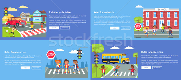 Rules for Pedestrians Collection of Safety Posters Stock photo © robuart