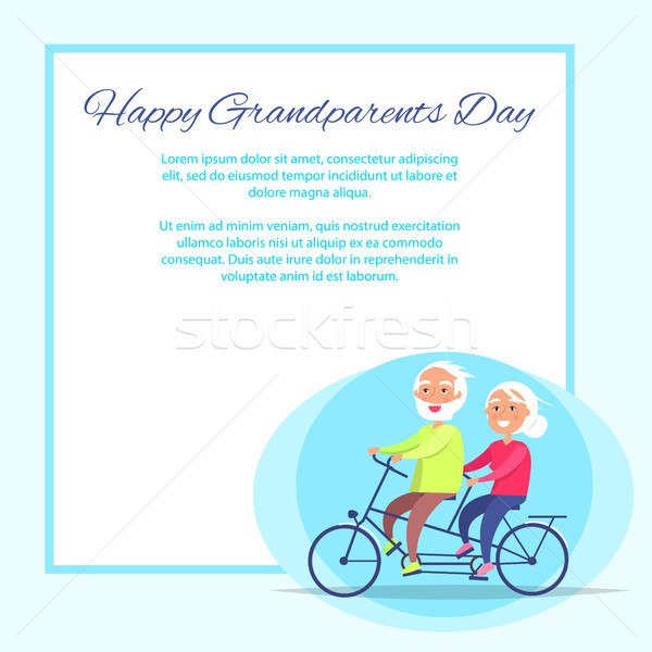 Feliz avós dia casal de idosos bicicleta cartaz Foto stock © robuart