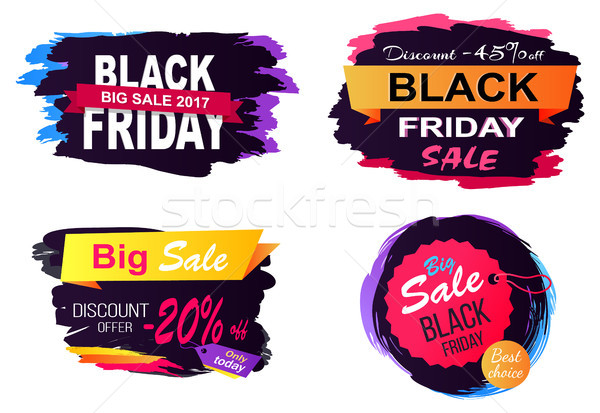 Foto stock: Black · friday · grande · venta · pegatinas · descuento