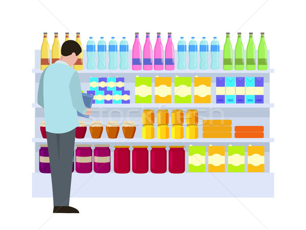 Man at Supermarket Choice Vector Illustration Stock photo © robuart