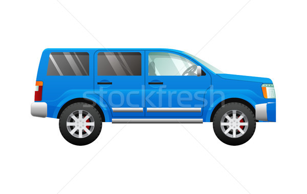 Stockfoto: Blauw · sport · utility · auto · eenvoudige · cartoon
