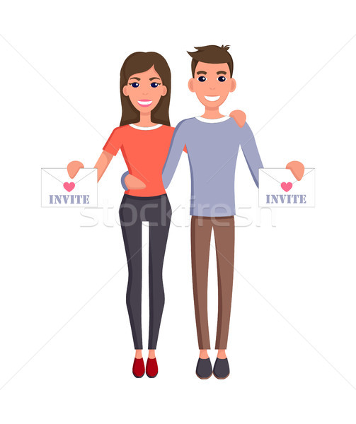 Invite Letters of Bride, Groom Vector Illustration Stock photo © robuart