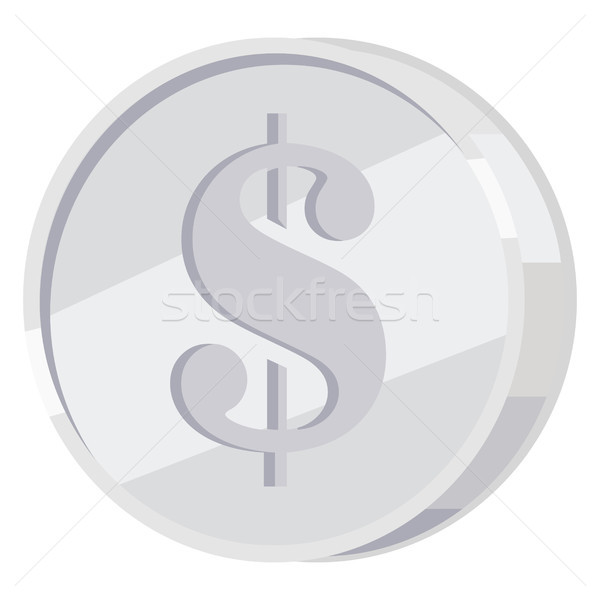 Silver Coin with Dollar Sign Flat Vector Icon Stock photo © robuart