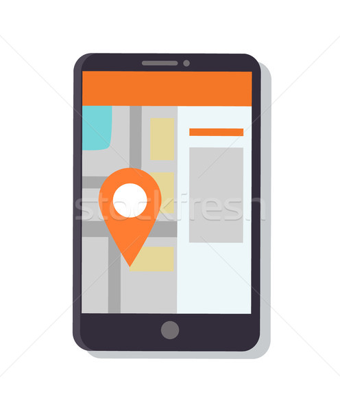 Foto stock: Gps · navegação · mapa · telefone · isolado · moderno