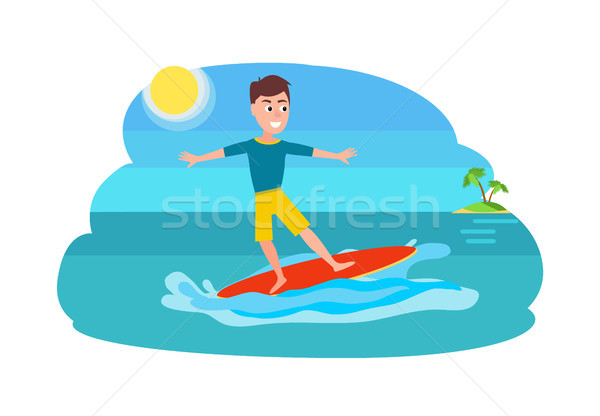 Surfing Sport Activity and Boy Vector Illustration Stock photo © robuart