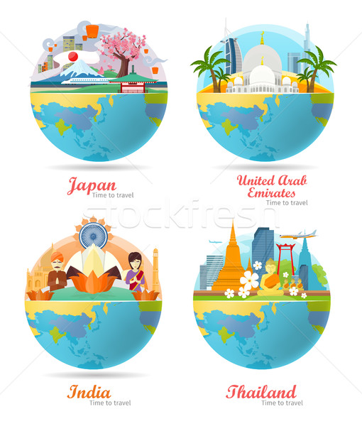 India, Emirates, Thailand, Japan Travel Posters Stock photo © robuart