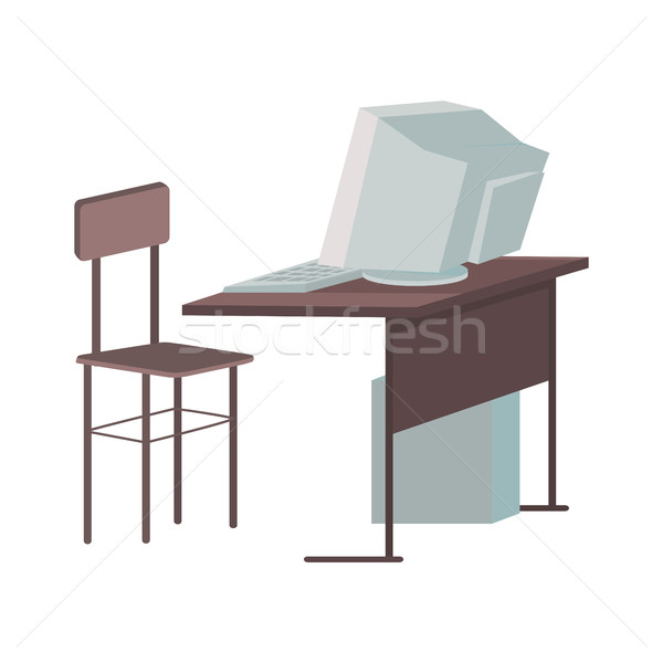 School Desk with Desktop Computer Stock photo © robuart