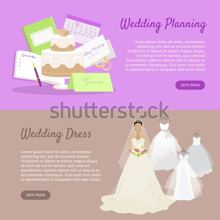 Stock photo: Wedding Dress Web Banner. Fashionable Bride Vector