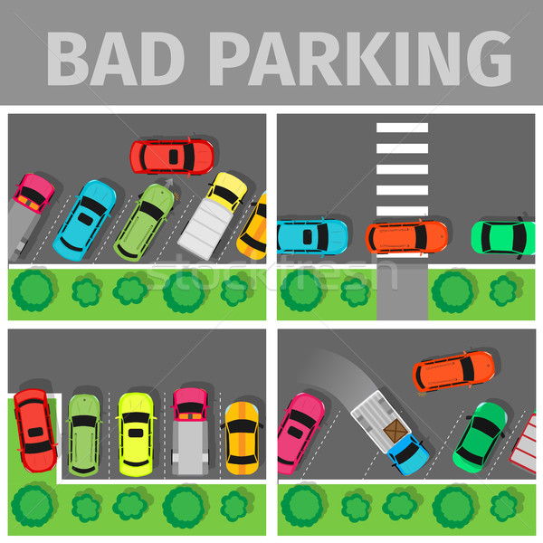 Rău parcare set maşină mod peluză Imagine de stoc © robuart