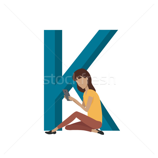 Alphabet Mobile People Vector Flat Design Concept Stock photo © robuart