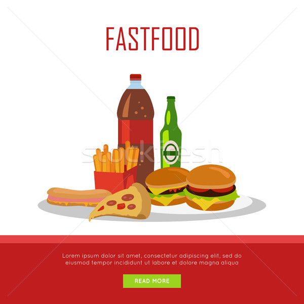 De comida rápida banner aislado blanco alimentos poco saludables consumo Foto stock © robuart
