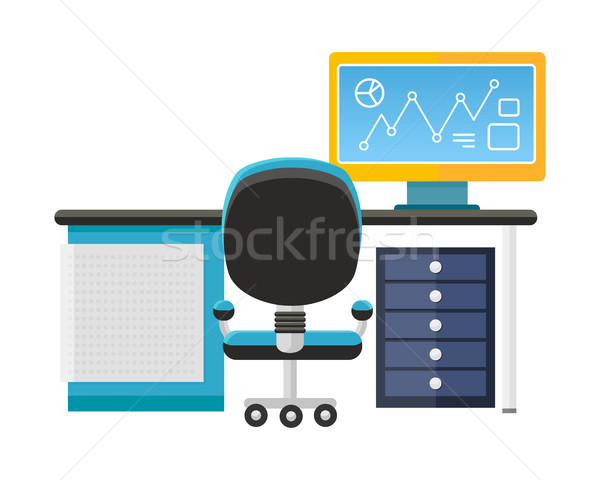 Stockfoto: Moderne · kantoor · interieur · desktop · ontwerp · kamer