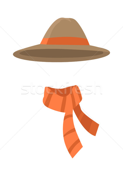 Longedged Brown Hat with Long Orange Stripe Vector Stock photo © robuart