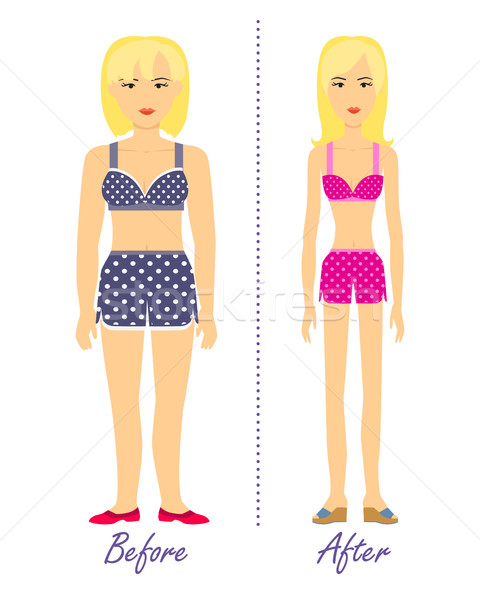 Figure of Woman Before and After Diet. Vector. Stock photo © robuart
