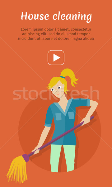 Schoonmaken dienst stijl vector web banner Stockfoto © robuart