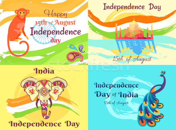 Independence Day on 15th of August Posters Set Stock photo © robuart