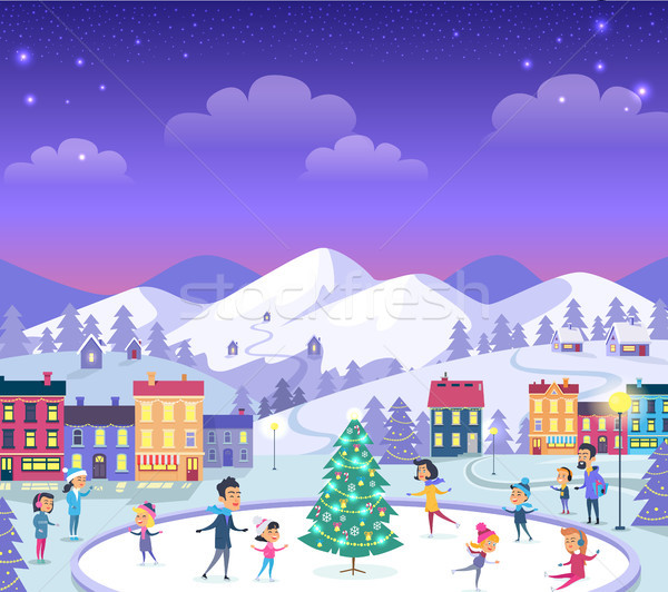 Different People on Icerink Celebrating New Year Stock photo © robuart