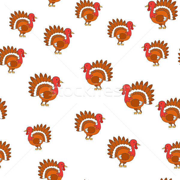 Thanksgiving Turkey Bird Cartoon Seamless Pattern Stock photo © robuart