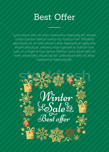 Winter Sale Best Offer Poster with Gift Bow Vector Stock photo © robuart