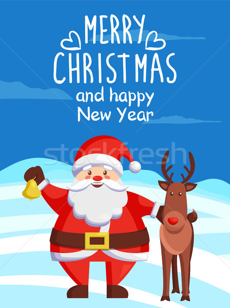 Kerstman rendier icon vector illustratie gouden Stockfoto © robuart