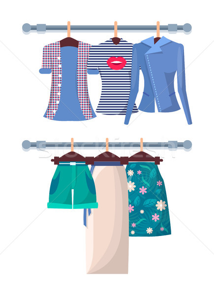 Summer Mode Poster with Fashionable Shirts Shorts Stock photo © robuart