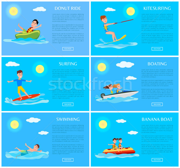 Donut Ride and Kitesurfing Set Vector Illustration Stock photo © robuart