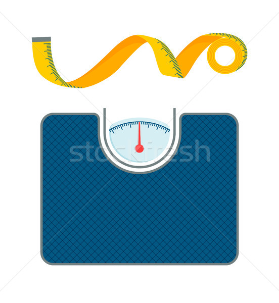 Stock photo: Body Weight scales and Measurement Tape Patterns