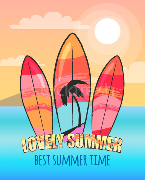Nyár hirdetés poszter szörfdeszkák felirat tenger Stock fotó © robuart