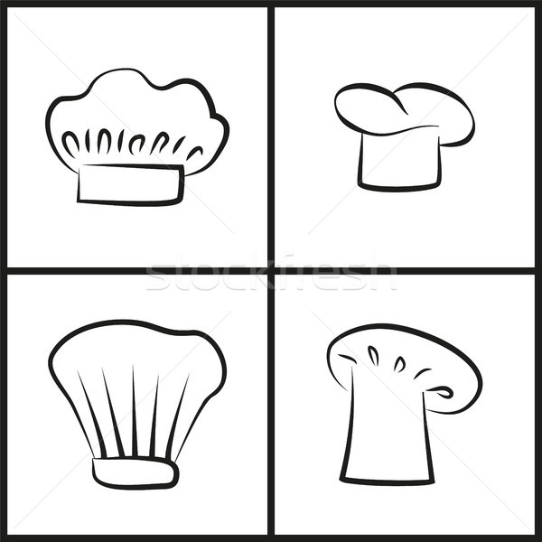 Chef Hats Monochrome Minimalistic Sketches Set Stock photo © robuart