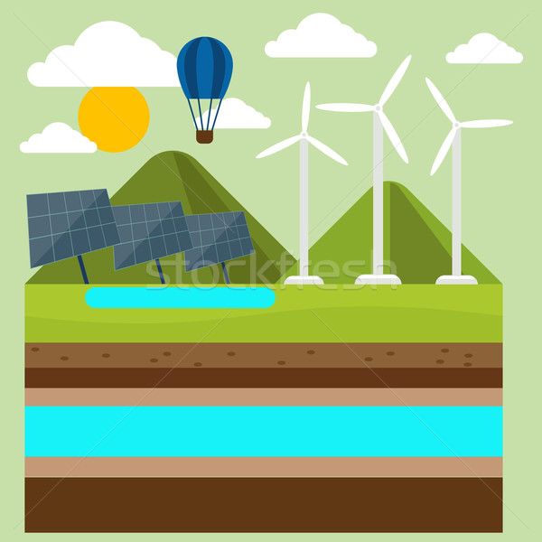 Renewable energy like hydro, solar and wind power Stock photo © robuart