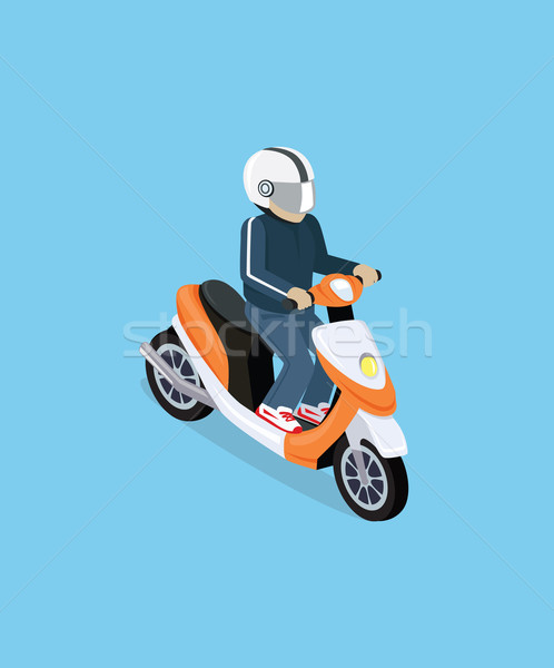 Isometric 3D Motorbiker with Motorcycle Stock photo © robuart