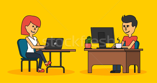 Personnes travaux bureau design femme d'affaires homme [[stock_photo]] © robuart