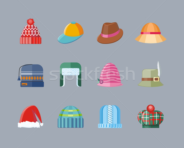 Set of Hat Flat Design Collection Stock photo © robuart