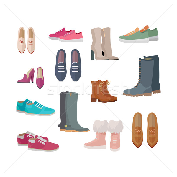 Zestaw kobiet buty wektory projektu kobieta Zdjęcia stock © robuart