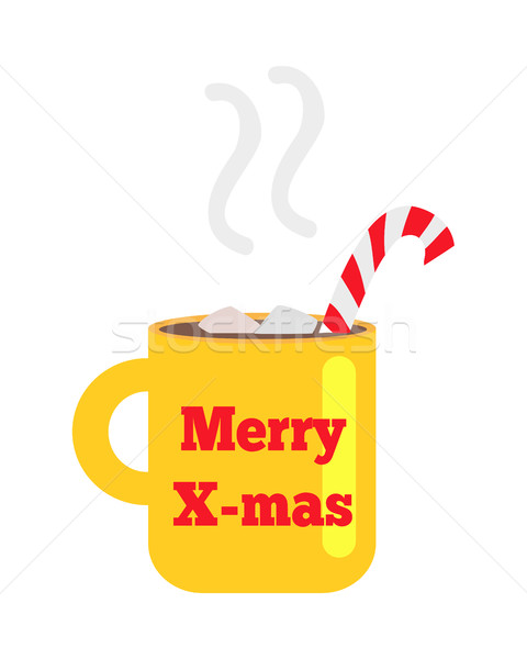 Merry Christmas Yellow Cup with Striped Straw Stock photo © robuart