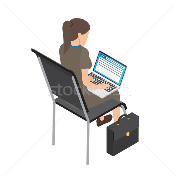 Businesswoman with Laptop on Chair Illustration Stock photo © robuart