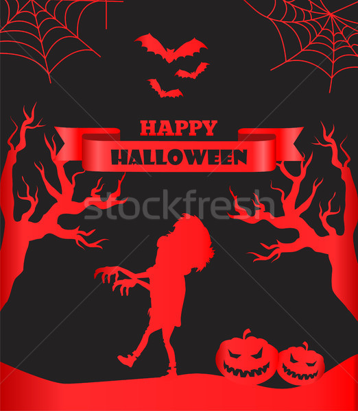 Happy Halloween Postcard with Scary Monster Stock photo © robuart