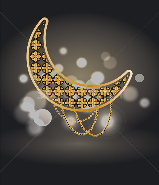 Ramadán poszter félhold izolált fekete elmosódott Stock fotó © robuart