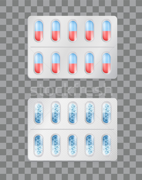 Aspirina vitaminas envases drogas vector ampolla Foto stock © robuart