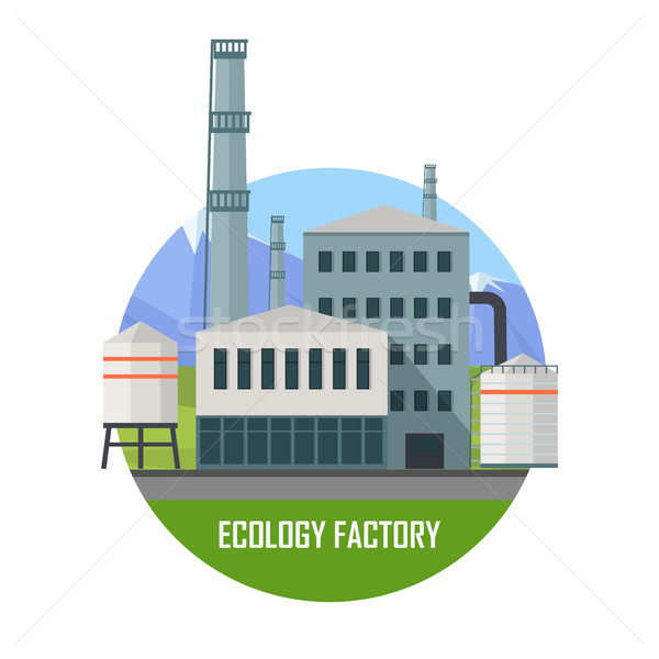 Ecology Factory. Eco Plant Icon in Flat Style. Stock photo © robuart