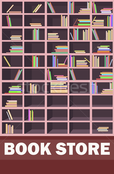 Book Store Promotion Poster with Wooden Bookcase Stock photo © robuart