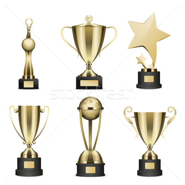 Golden Trophy Cups Realistic Vector Collection Stock photo © robuart