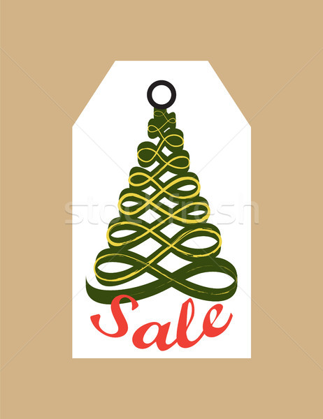 Sale Promo Tag with Evergreen Tree Abstract Ribbon Stock photo © robuart