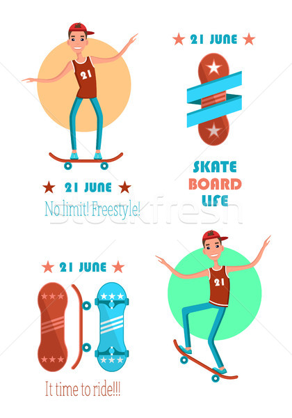 Skate Board Life, 21 June no Limit Freestyle Card Stock photo © robuart
