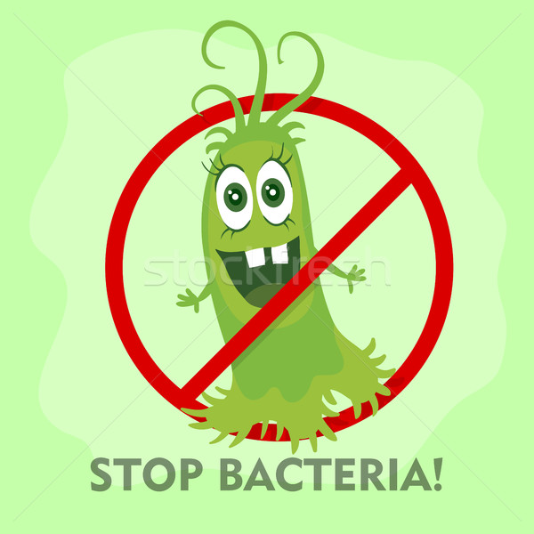 Stockfoto: Stoppen · bacterie · cartoon · geen · virus · teken