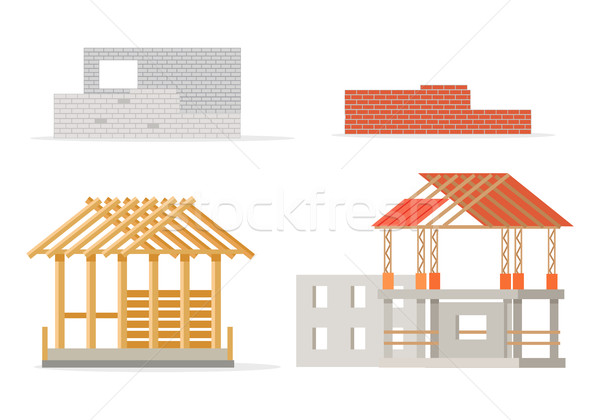 Industrial Process of Building New House. Stages Stock photo © robuart