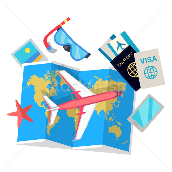Tourist Concept Set of Things for Traveling Stock photo © robuart