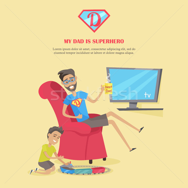 My Dad is Superhero Illustration in Flat Design. Stock photo © robuart